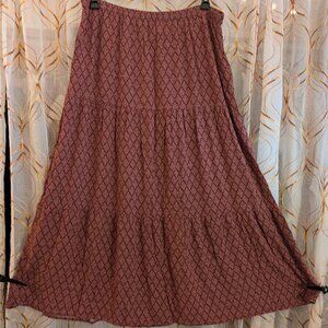 Knox Rose Tiered Boho Skirt in Rust Red